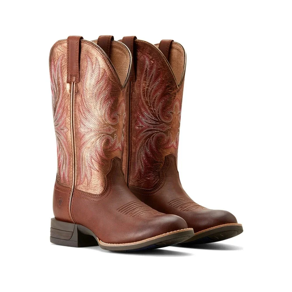 ARIAT WOMEN'S SENA LEATHER TALL COWBOY BOOTS SIENNA SADDLE RUSTY RED SZ 7B